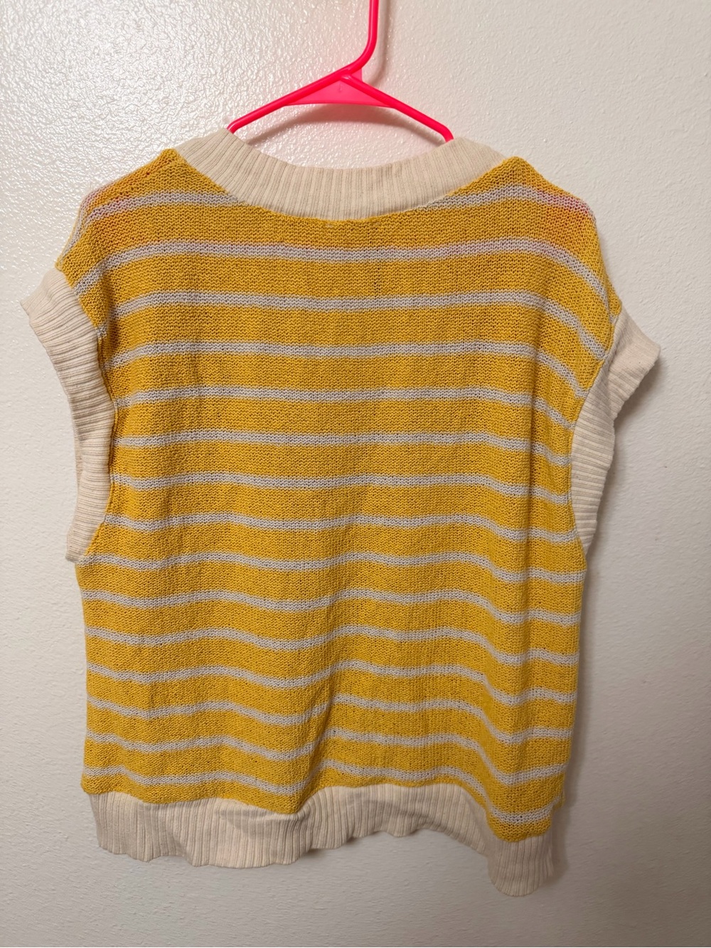 Striped Yellow & Cream V-Neck Knit Vest - Picture 2 of 2